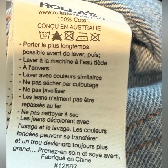 Rolla’s Cropped Straight Frayed Hem Cuff Denim Jeans Light Wash Women’s size 26 - Picture 4 of 11